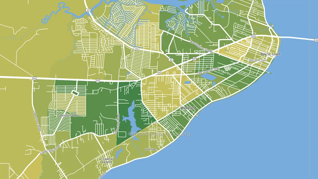 Waveland, MS block-group voter-turnout map