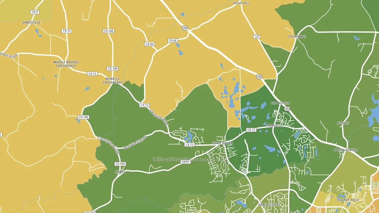 Waverly, AL block-group voter-turnout map