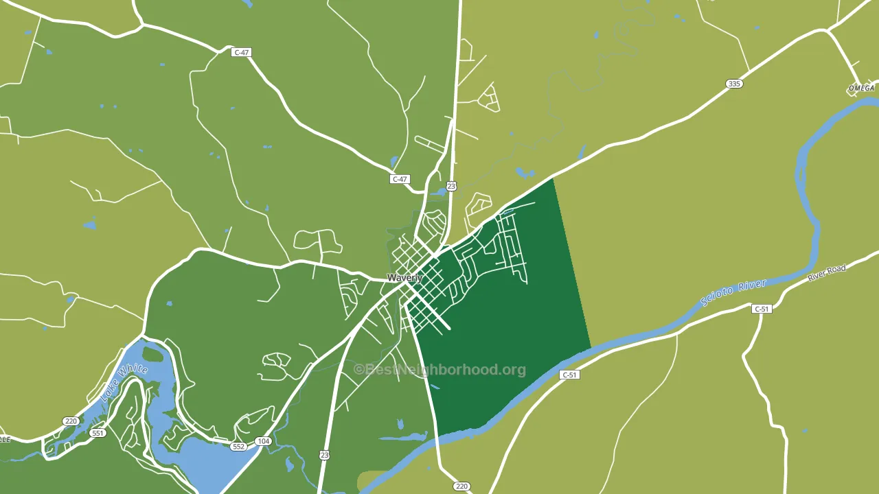 Waverly City, OH block-group voter-turnout map