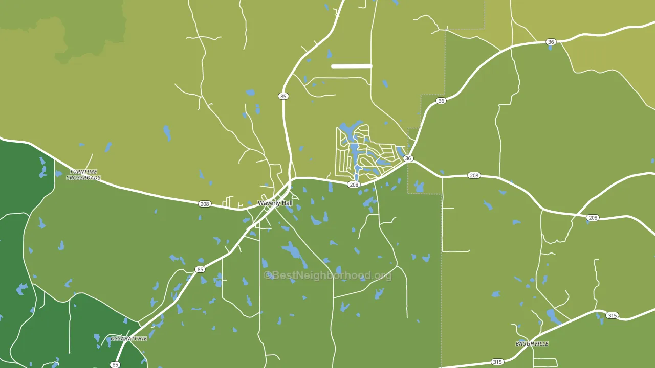 Waverly Hall, GA block-group voter-turnout map