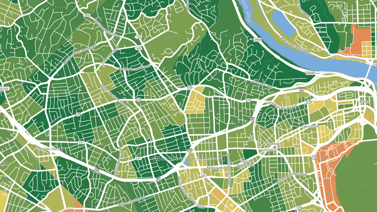 Waverly Hills, Arlington, VA block-group voter-turnout map