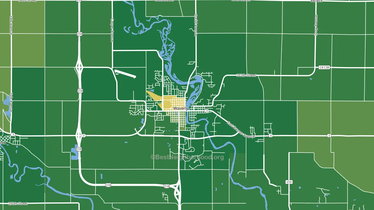 Waverly, IA block-group voter-turnout map