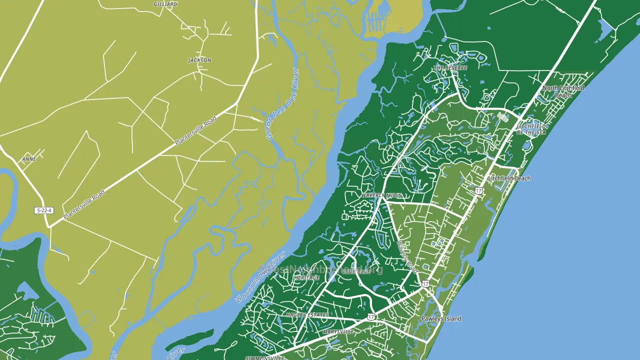 Waverly Mills, SC block-group voter-turnout map