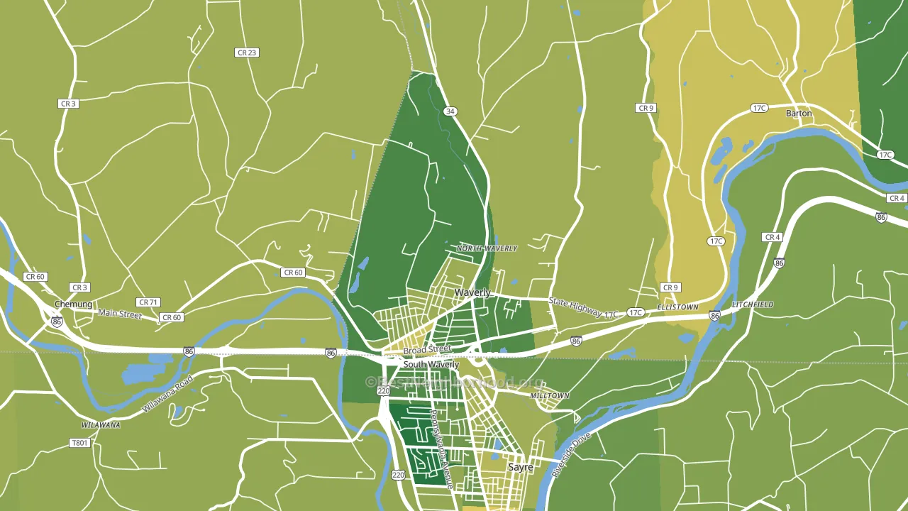 Waverly, NY block-group voter-turnout map