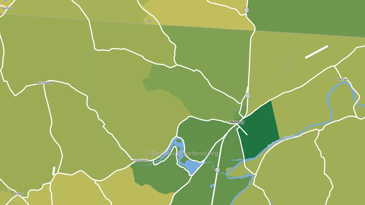 Waverly, OH block-group voter-turnout map
