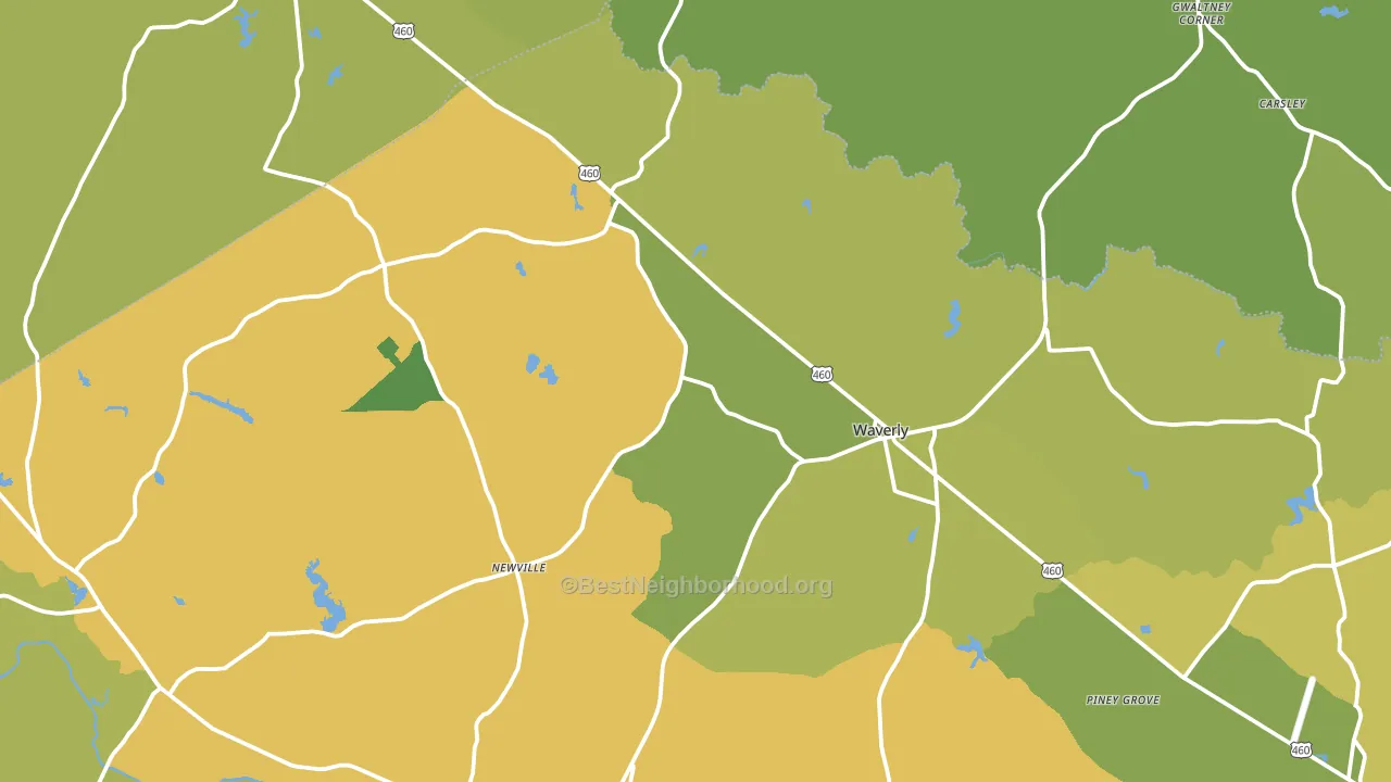 Waverly, VA block-group voter-turnout map