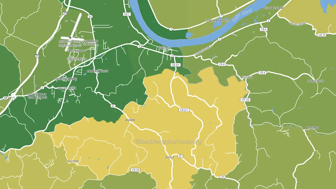 Waverly, WV block-group voter-turnout map