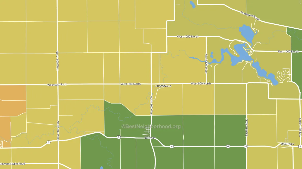 Wawaka, IN block-group voter-turnout map