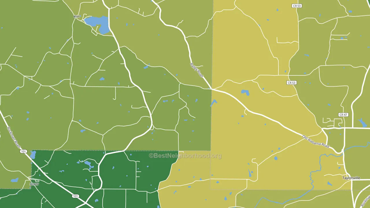 Wax, GA block-group voter-turnout map
