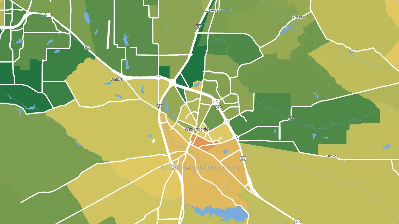 Waxahachie, TX block-group voter-turnout map