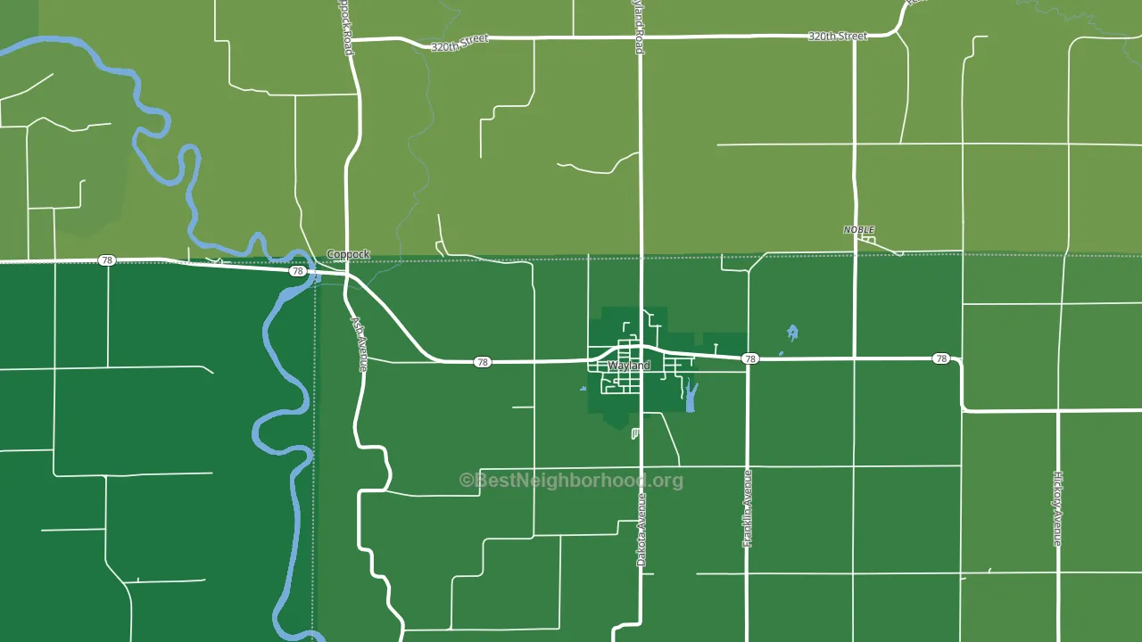 Wayland, IA block-group voter-turnout map