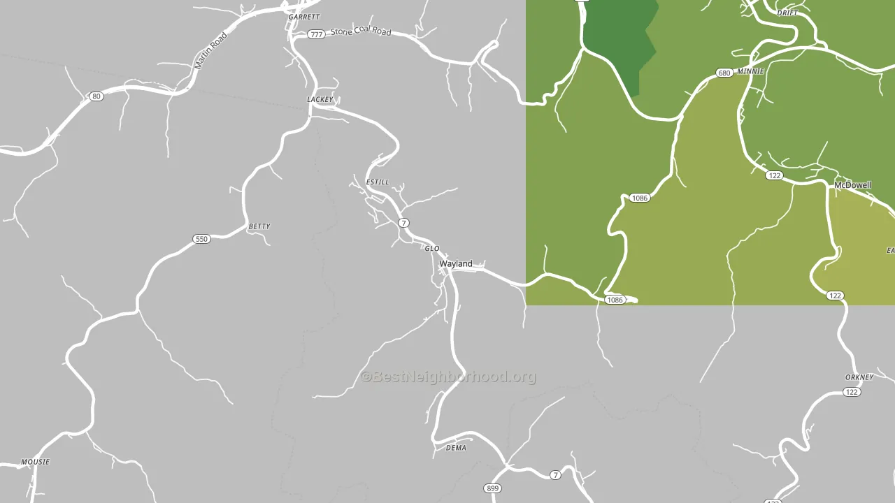 Wayland, KY block-group voter-turnout map