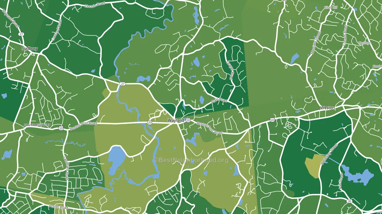 Wayland, MA block-group voter-turnout map
