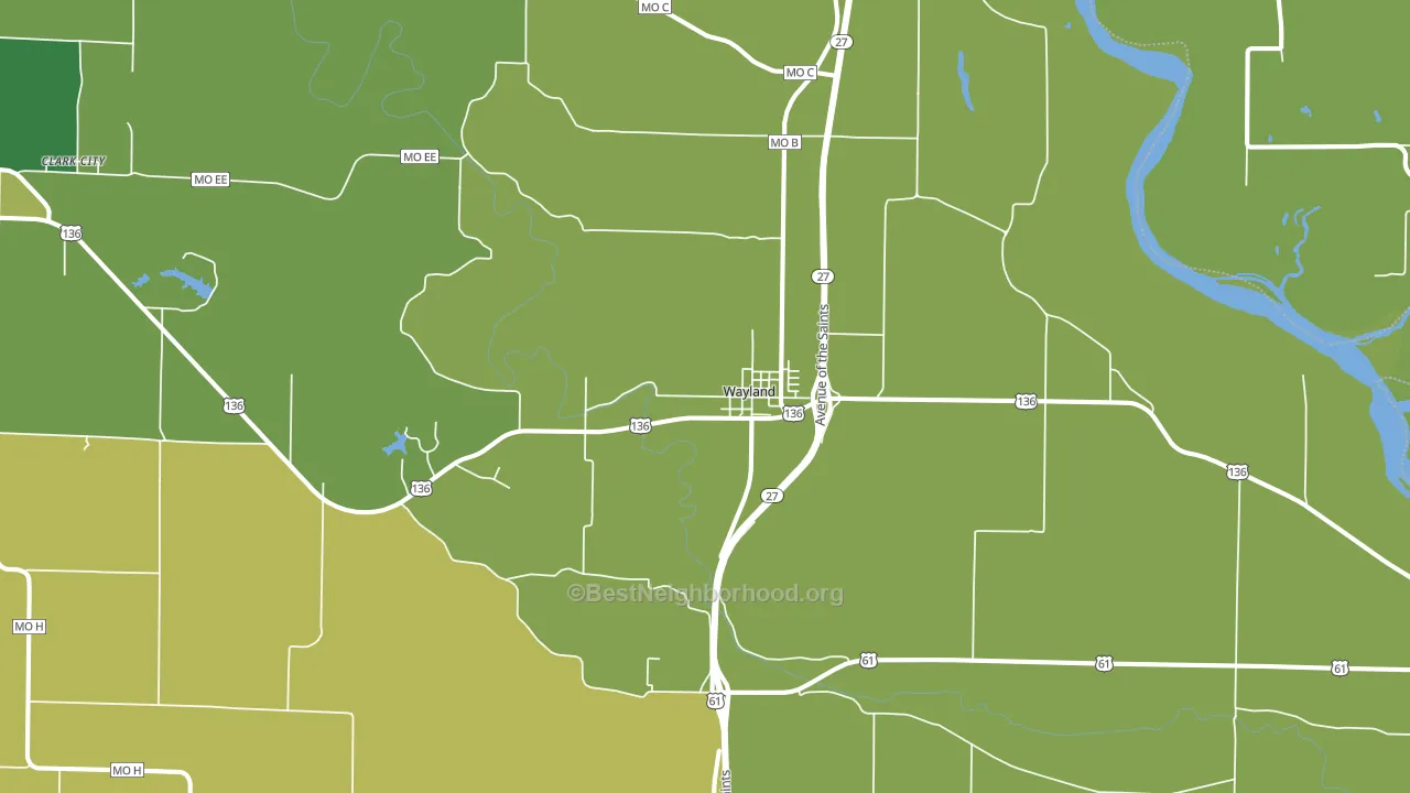 Wayland, MO block-group voter-turnout map