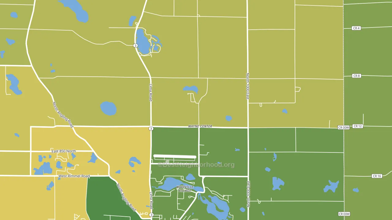 Wayne Center, IN block-group voter-turnout map