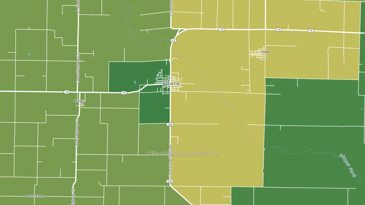 Wayne City, IL block-group voter-turnout map