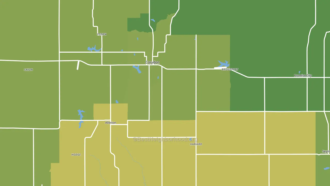 Wayne County, IA block-group voter-turnout map