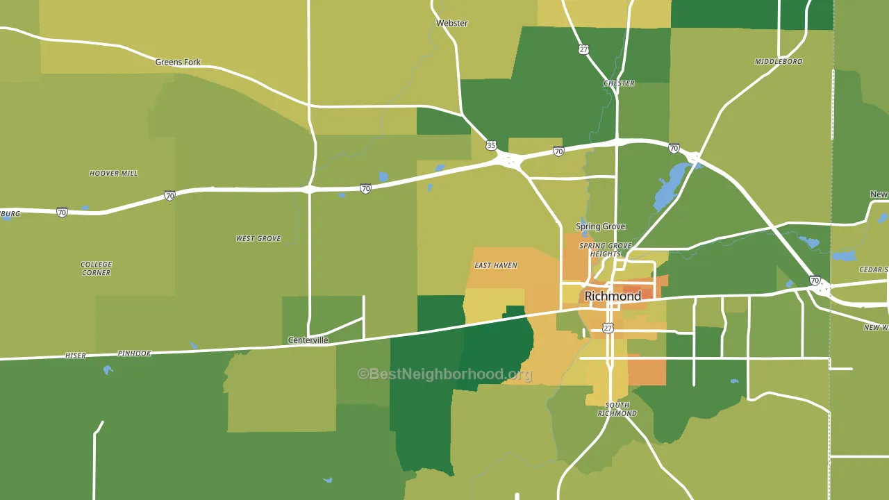 Wayne County, IN block-group voter-turnout map