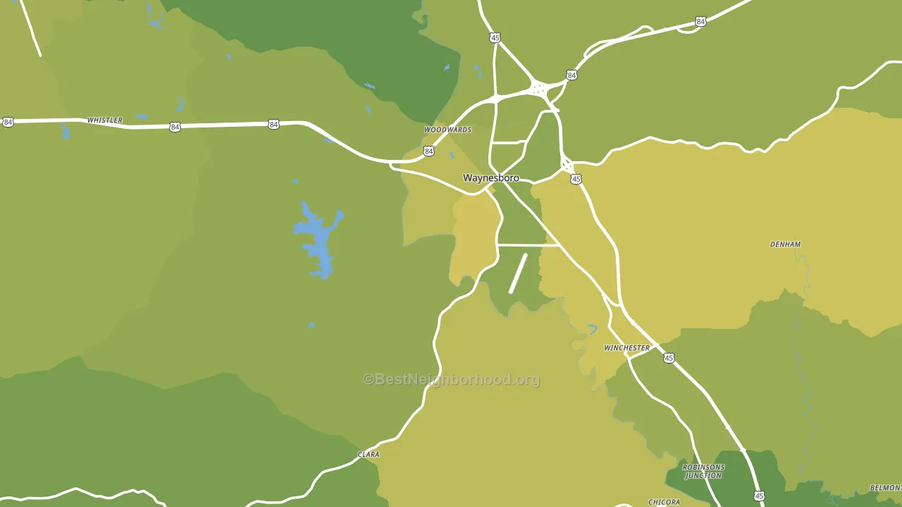 Wayne County, MS block-group voter-turnout map