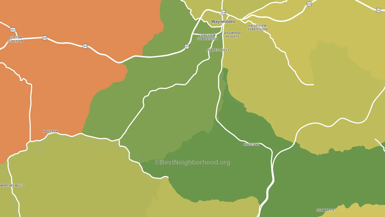 Wayne County, TN block-group voter-turnout map