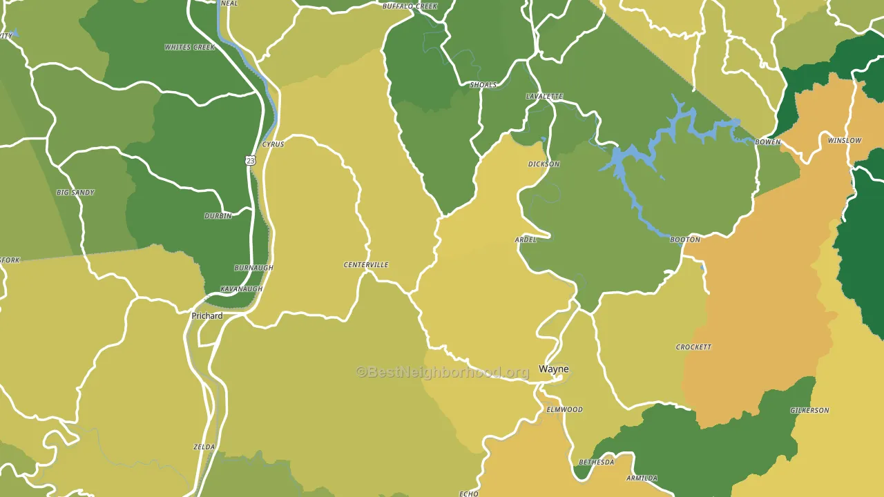 Wayne County, WV block-group voter-turnout map
