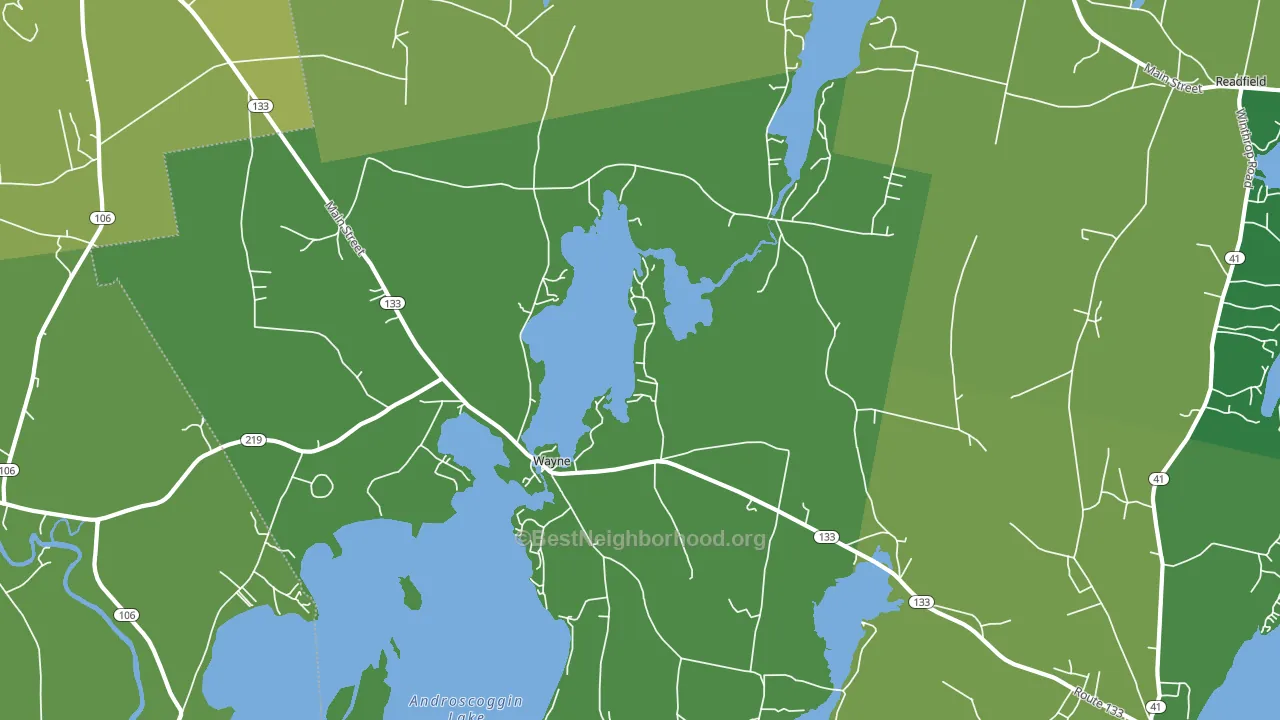 Wayne, ME block-group voter-turnout map