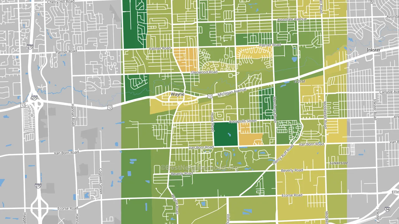 Wayne, MI block-group voter-turnout map