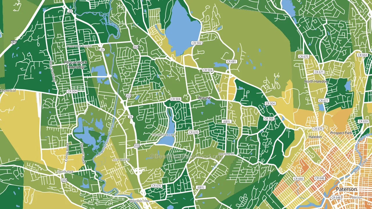 Wayne, NJ block-group voter-turnout map