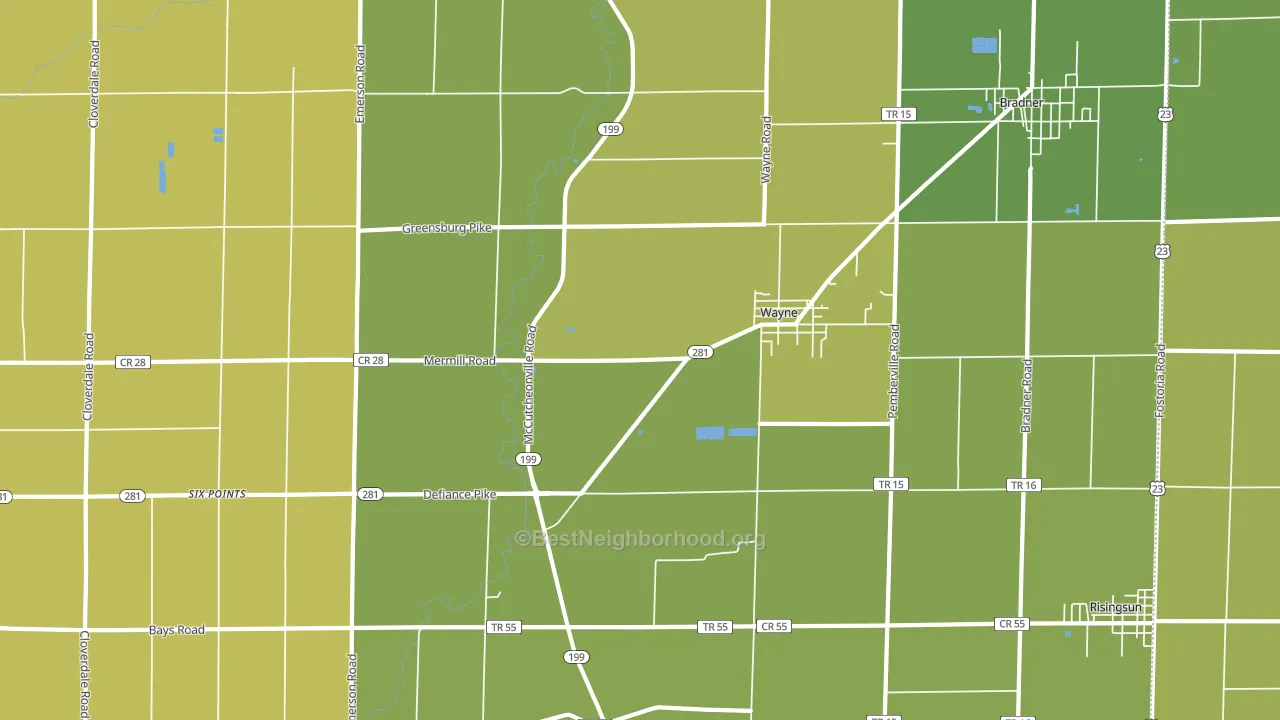 Wayne, OH block-group voter-turnout map