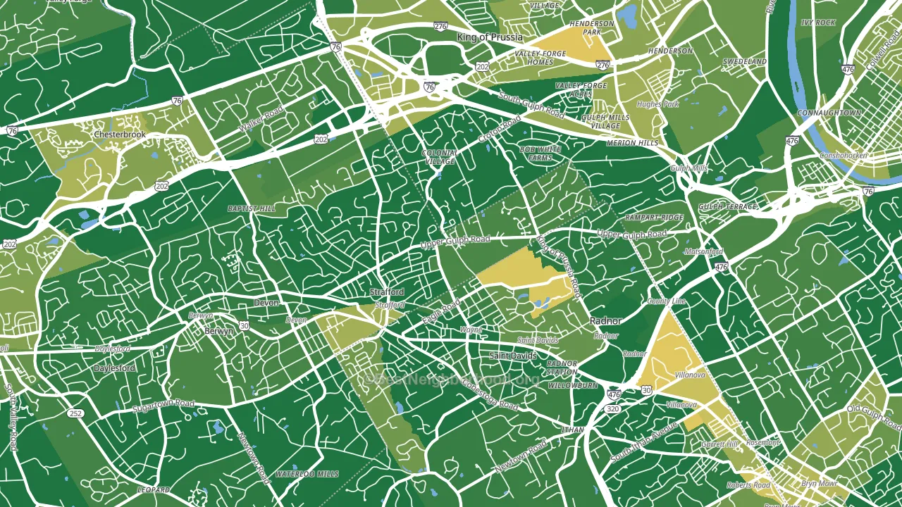 Wayne, PA block-group voter-turnout map