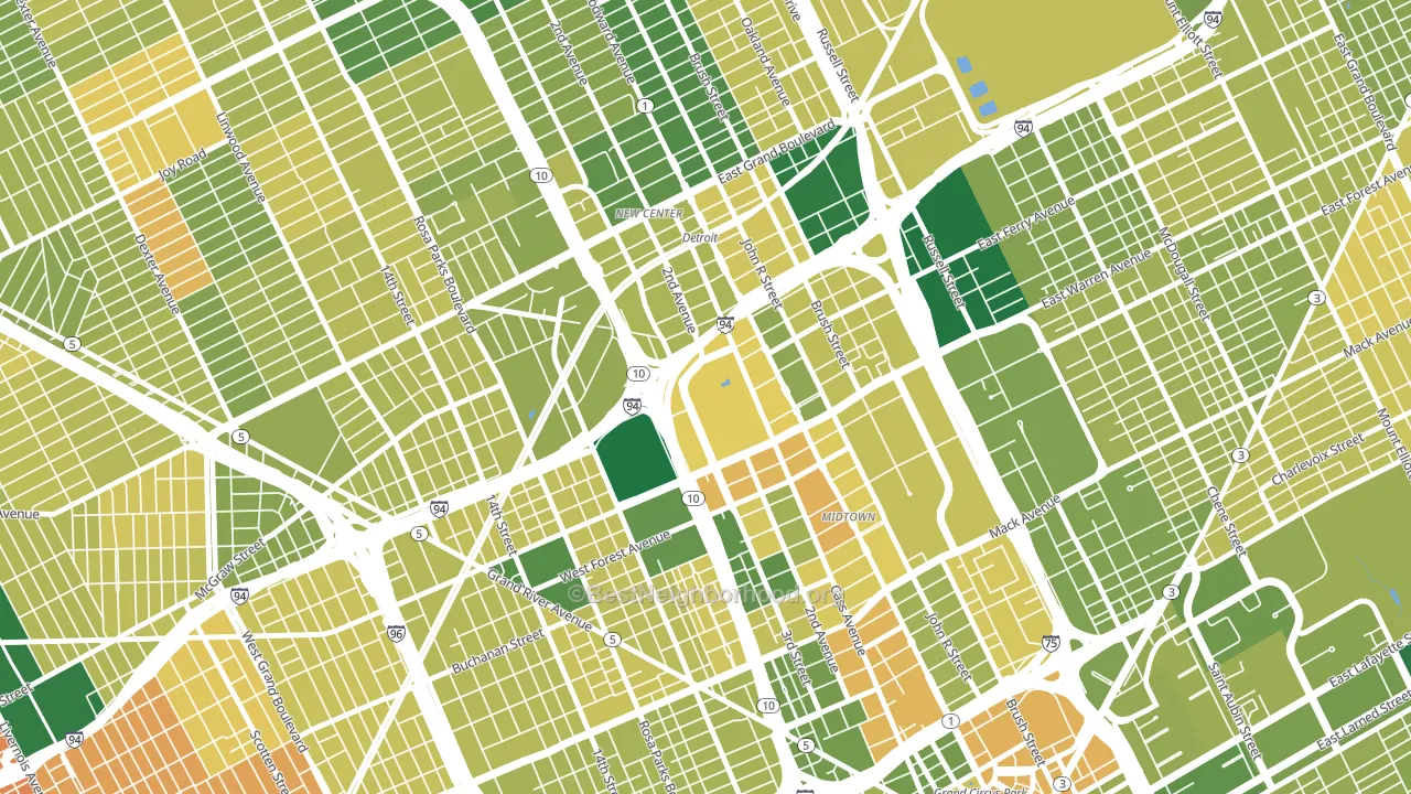 Wayne State, Detroit, MI block-group voter-turnout map