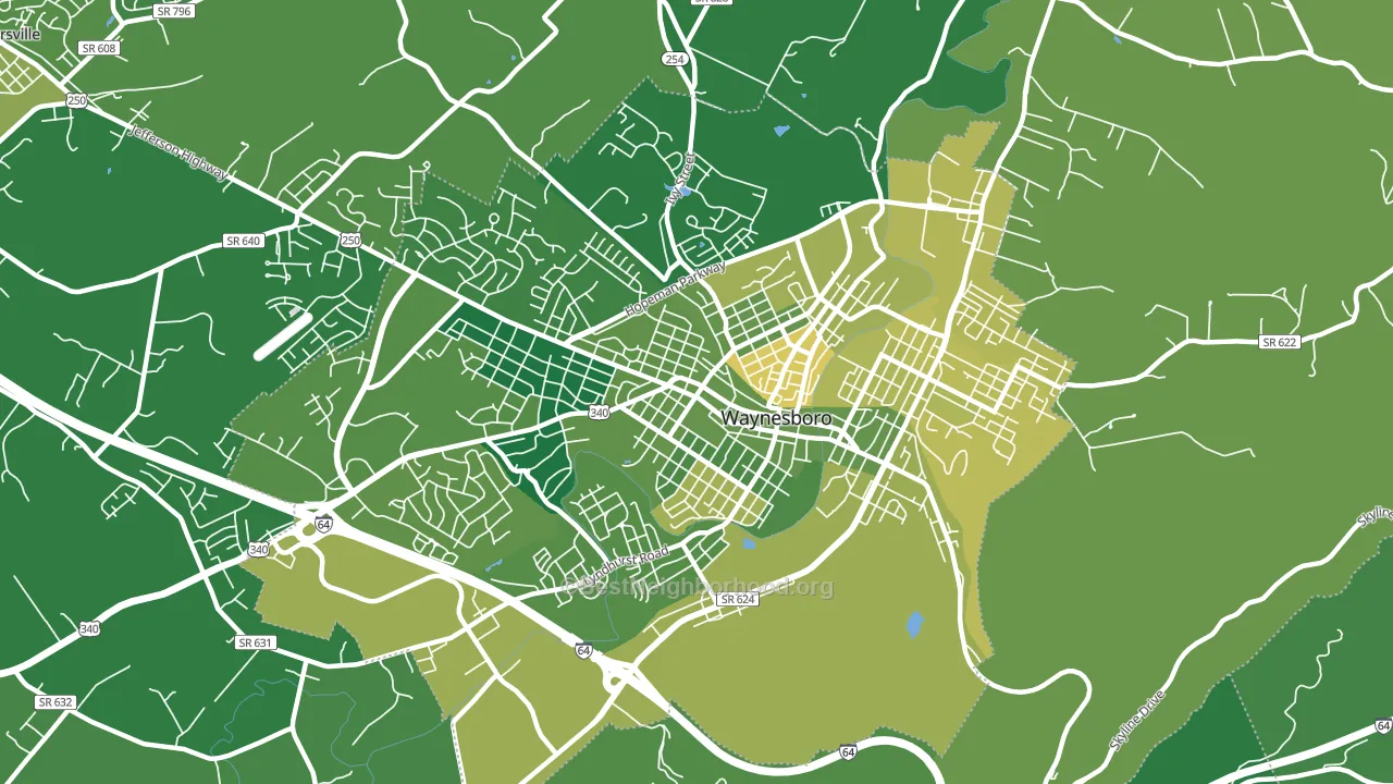 Waynesboro City, VA block-group voter-turnout map