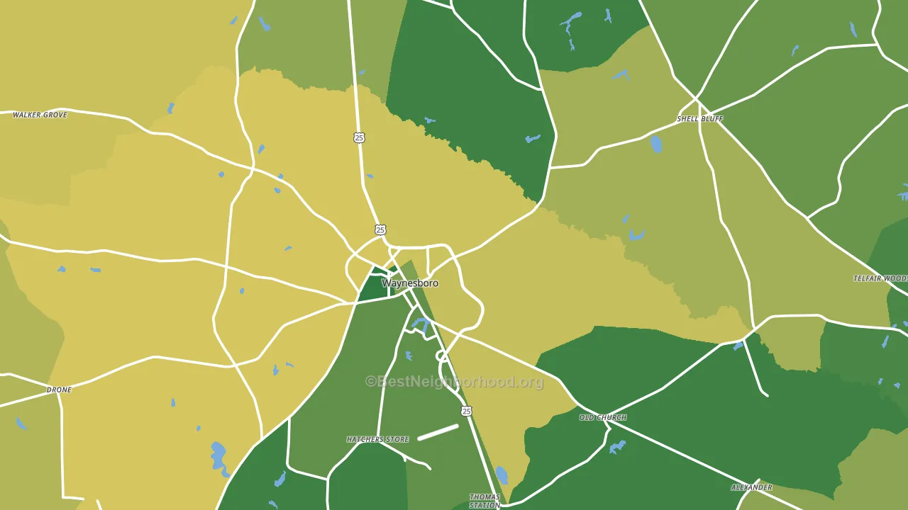 Waynesboro, GA block-group voter-turnout map