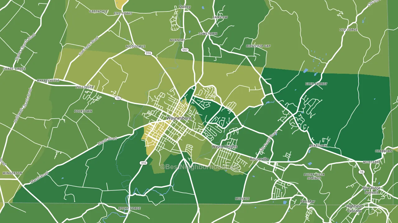 Waynesboro, PA block-group voter-turnout map