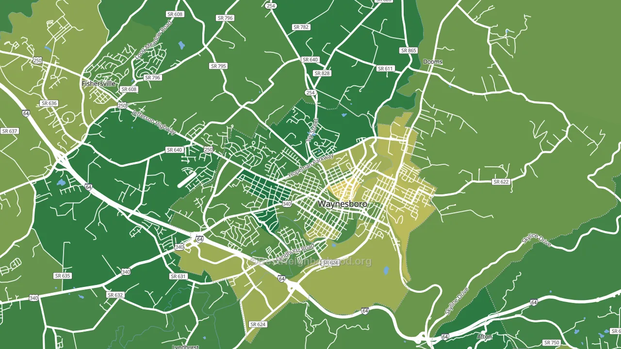 Waynesboro, VA block-group voter-turnout map