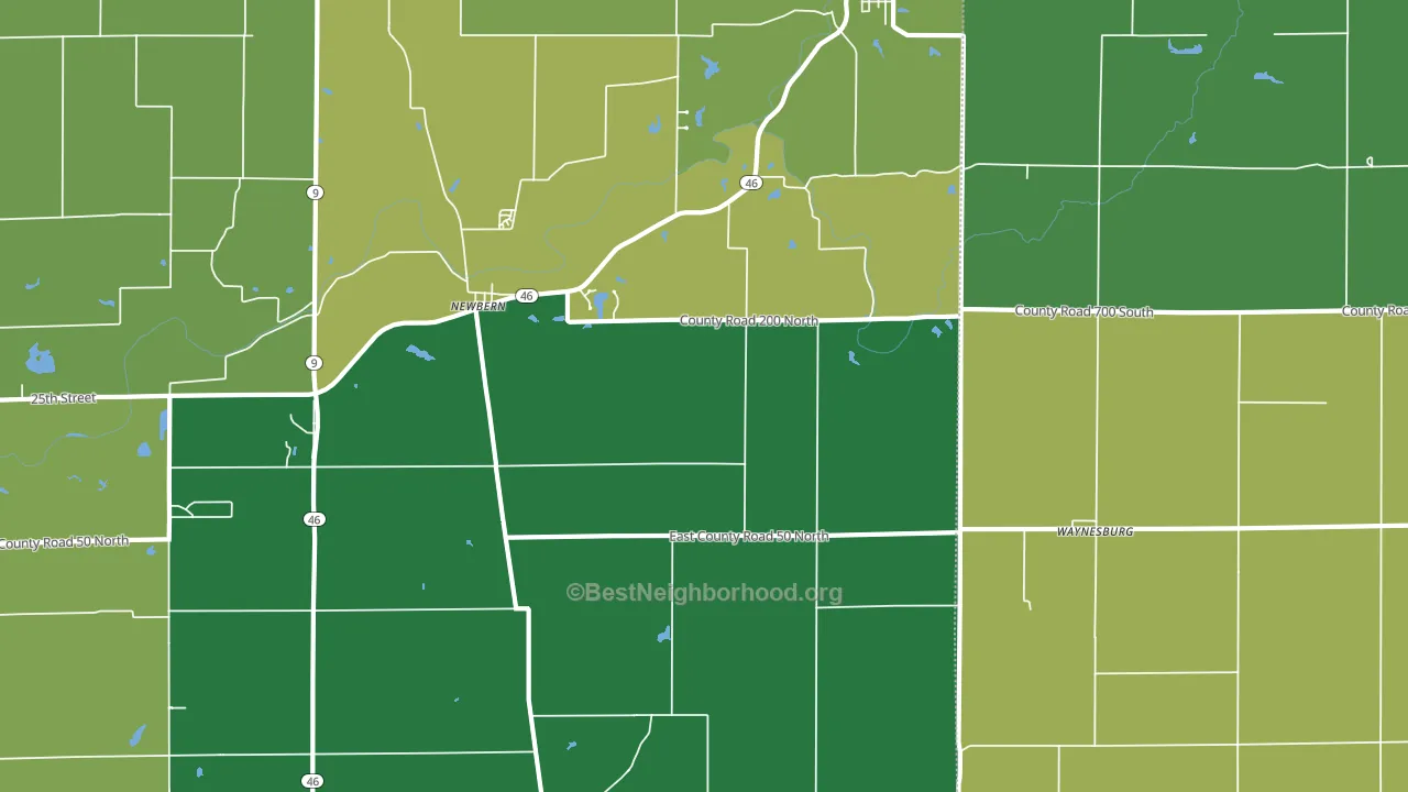 Waynesburg, IN block-group voter-turnout map