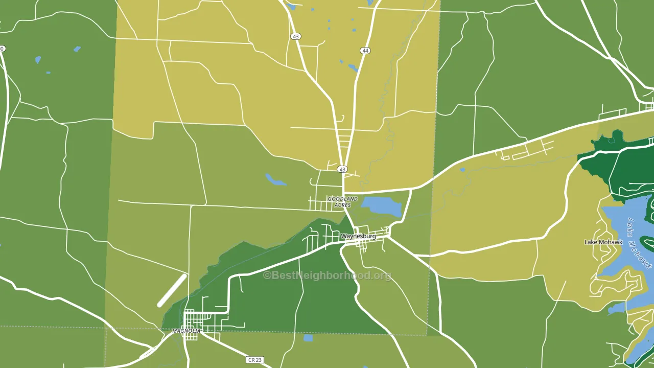 Waynesburg, OH block-group voter-turnout map