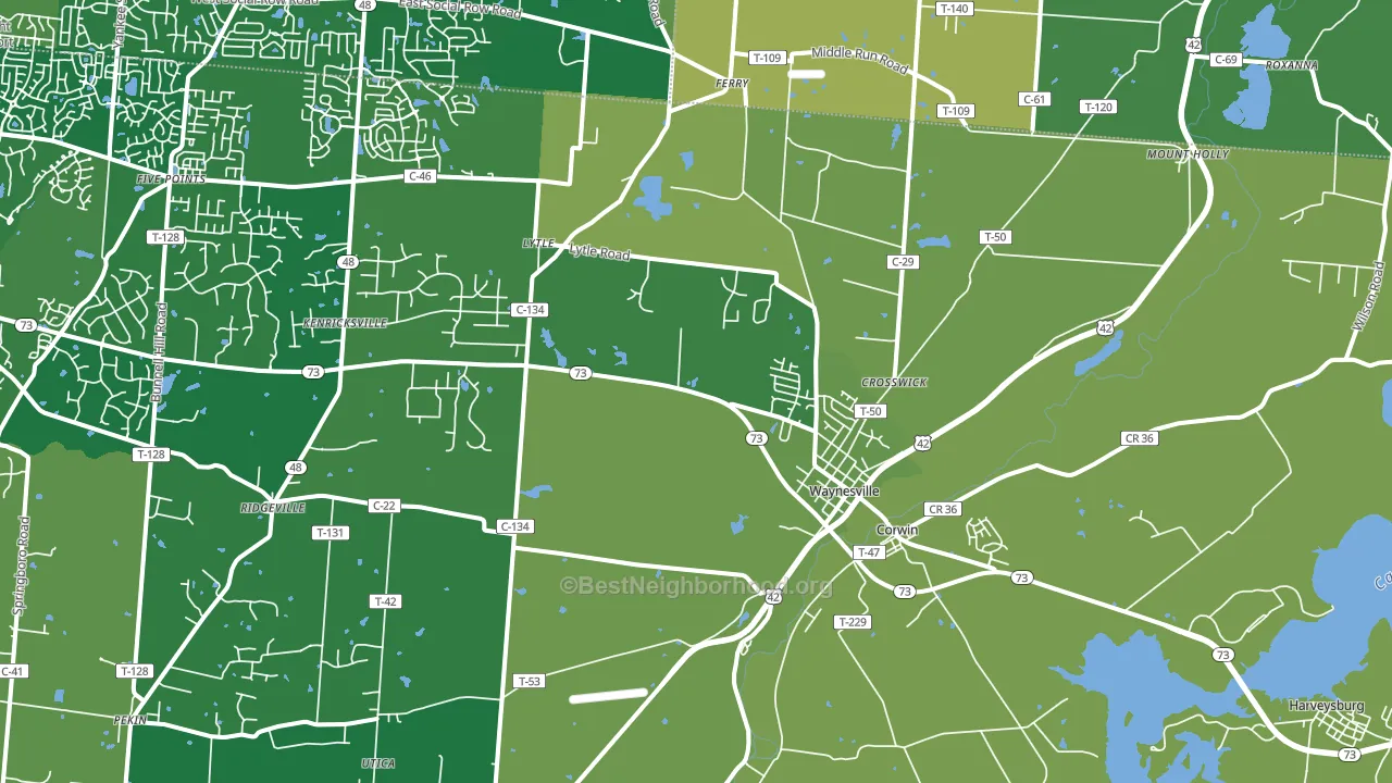 Waynesville, OH block-group voter-turnout map