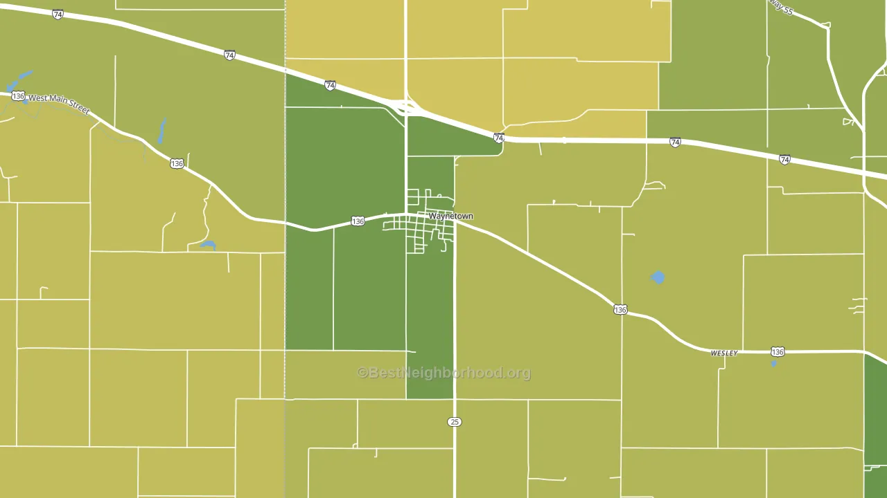 Waynetown, IN block-group voter-turnout map