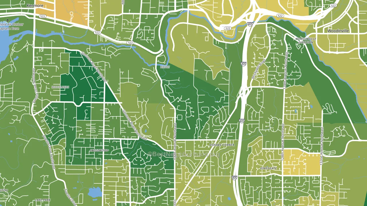 Waynita-Simonds-Norway Hill, Bothell, WA block-group voter-turnout map