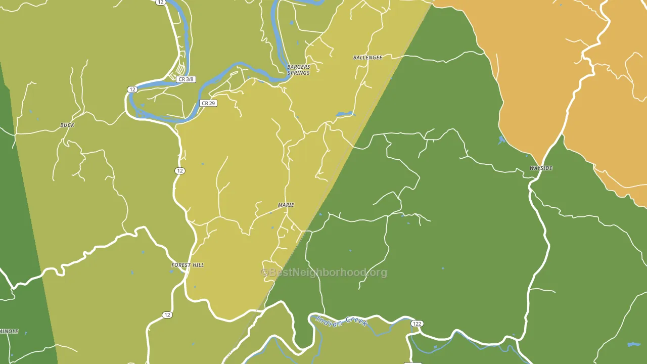 Wayside, WV block-group voter-turnout map