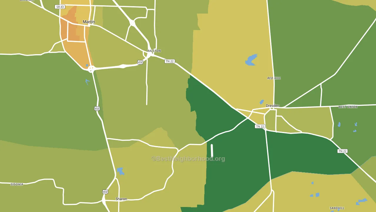 Weakley County, TN block-group voter-turnout map