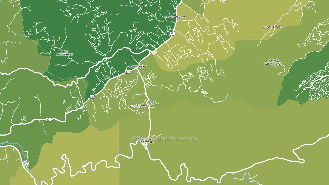 Wear Valley, TN block-group voter-turnout map