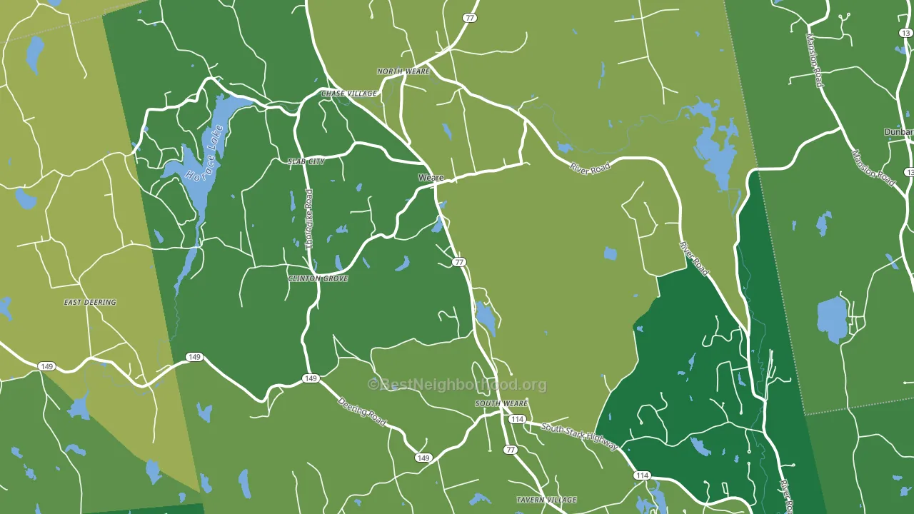 Weare, NH block-group voter-turnout map