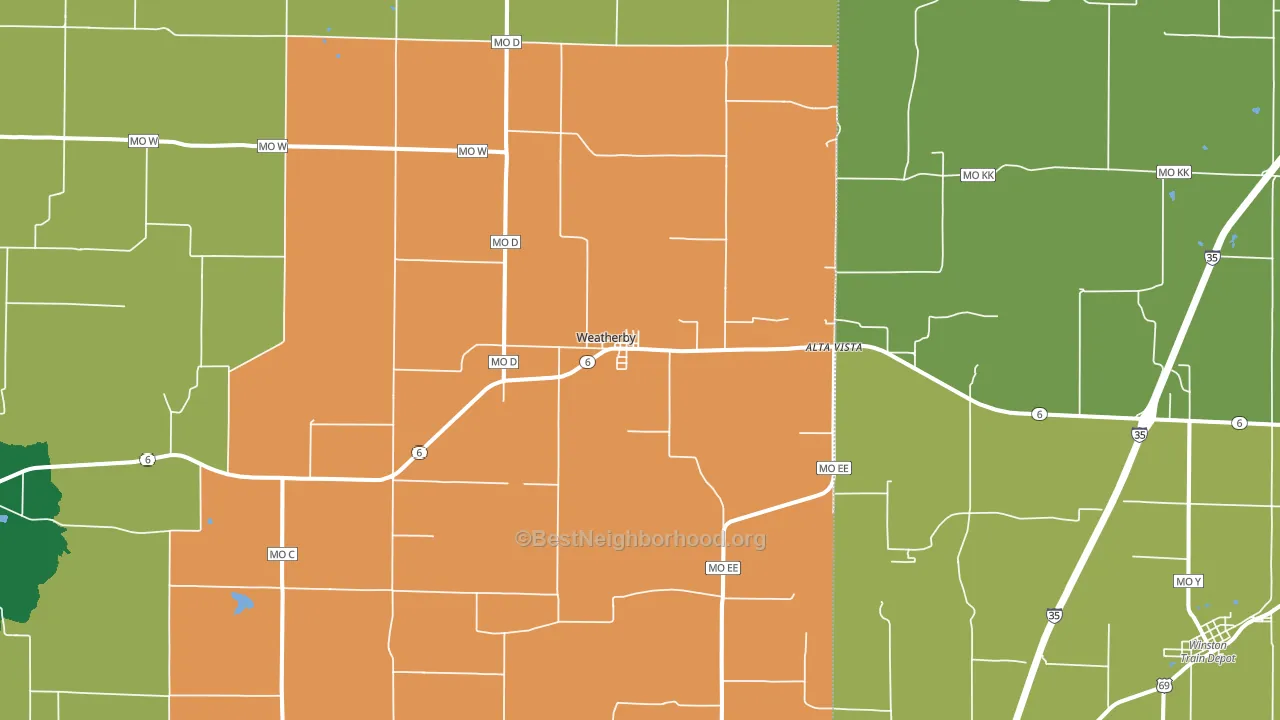 Weatherby, MO block-group voter-turnout map
