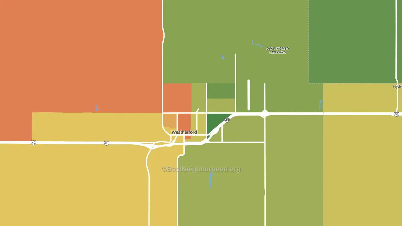 Weatherford, OK block-group voter-turnout map