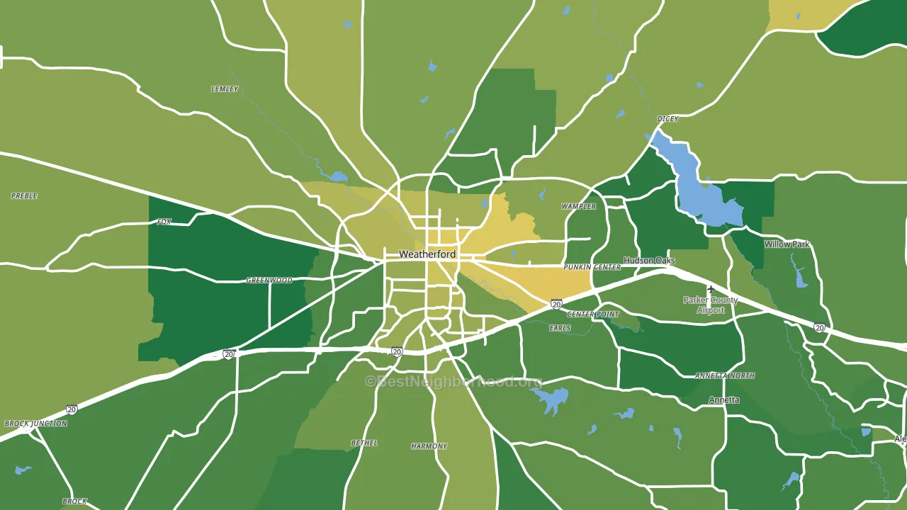 Weatherford, TX block-group voter-turnout map