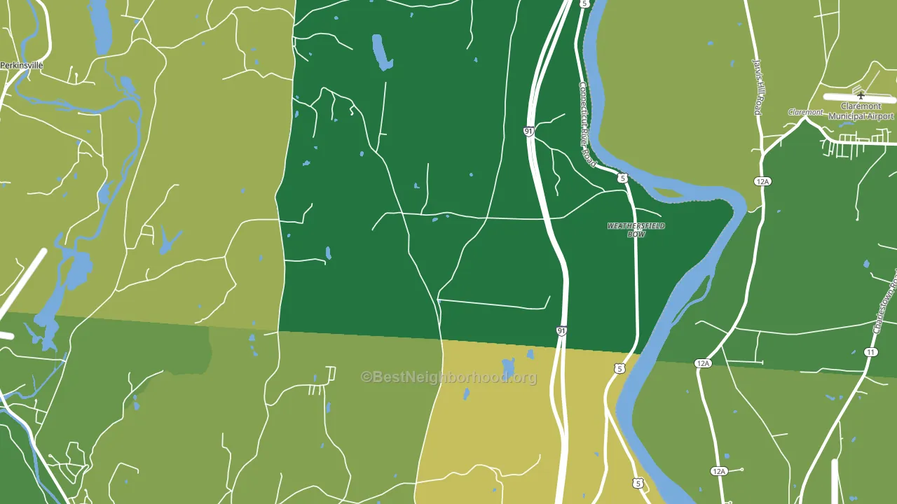 Weathersfield Bow, VT block-group voter-turnout map