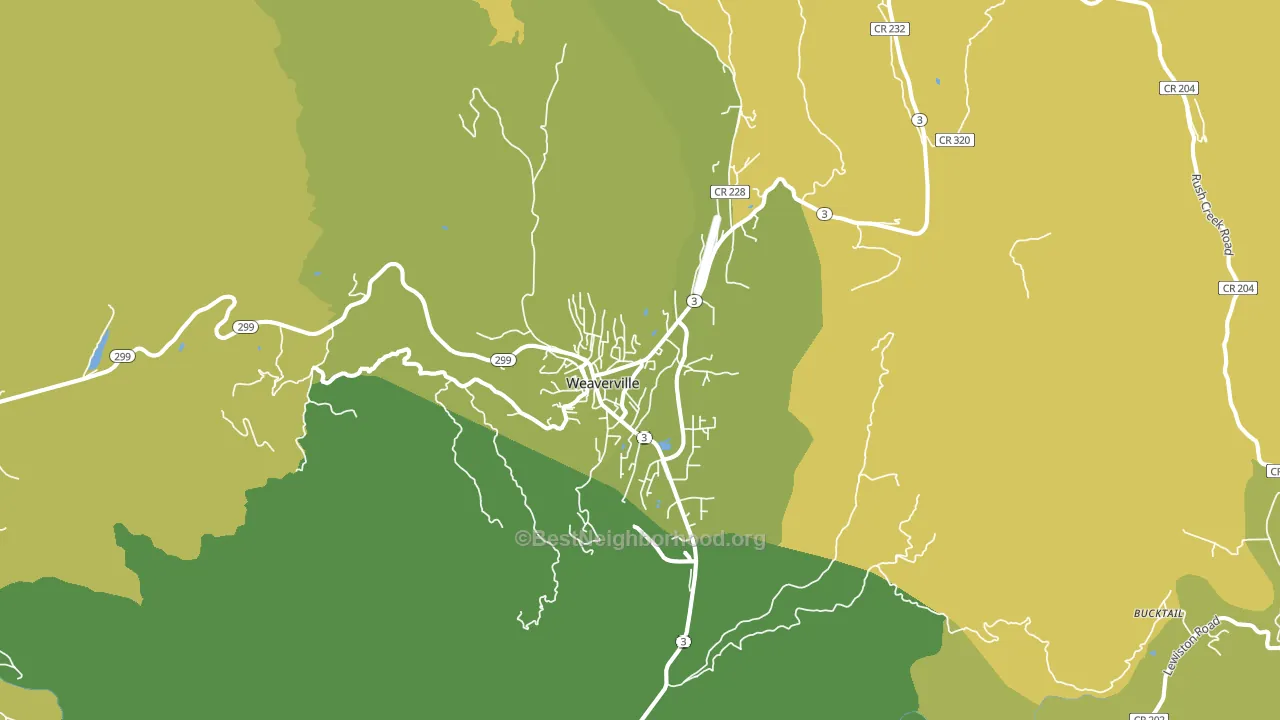 Weaverville, CA block-group voter-turnout map