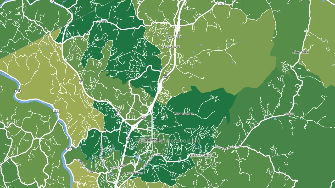 Weaverville, NC block-group voter-turnout map